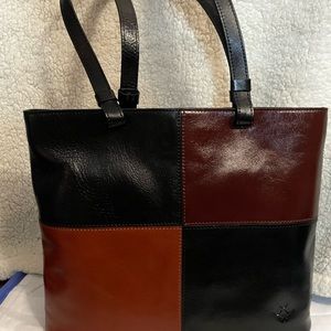 Patricia Nash Black and Brown Leather Tote